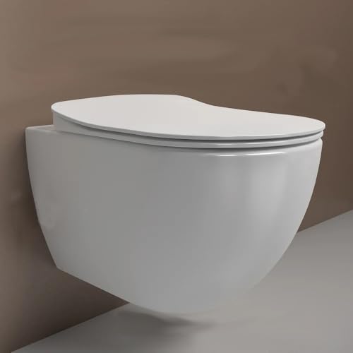 Creavit FREE Hänge-WC Wand WC spülrandlos Toilette inkl. Soft-Close Deckel antibakteriell weiss