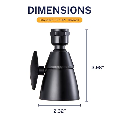 Image of HammerHead Showers Solid Metal 2 Inch High Pressure Shower Heads - MATTE BLACK - 2.5 GPM Shower Heads High Pressure - High Flow Shower Head with ADJUSTABLE SPRAY PATTERN - Fixed Shower Head