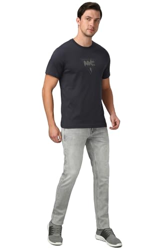 Image of Van Heusen Men Cotton Regular Fit Athleisure Graphic T-Shirt - Round Neck, Short Sleeve, Minimal Print