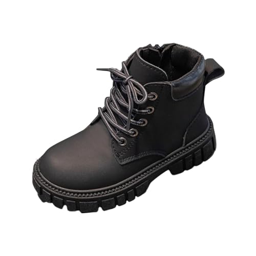 Boys Girls Ankle Boots Side Zipper Booties Lace-up Fall Winter Fashion Leather Snow Shoes Hiking Outdoor Boot