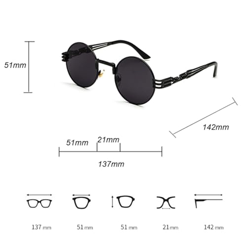 Vintage Retro Gothic Steampunk Mirror Sunglasses Vintage Round Circle Men Uv4002