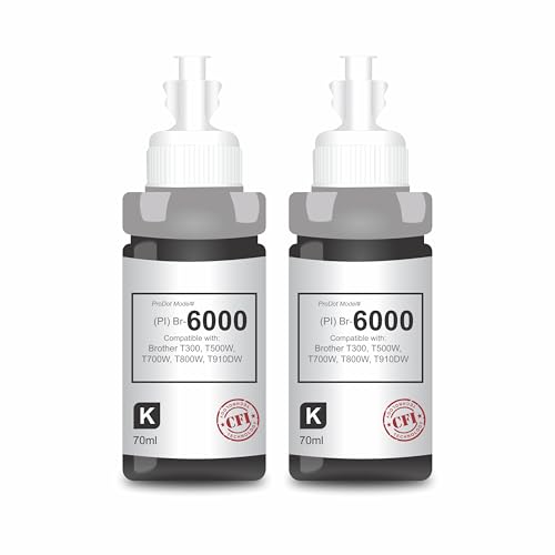 Image of ProDot ProSeries Br B5000 /B6000 Inkjet Ink Refill Compatible with Brother DCP- T300, T310, T500W, T510W, T700W, T710W, T800W, T810W, MFC-T910DW, T4000DW, T4500DW Ink Tank Printers (70 ml, 2 x Black)