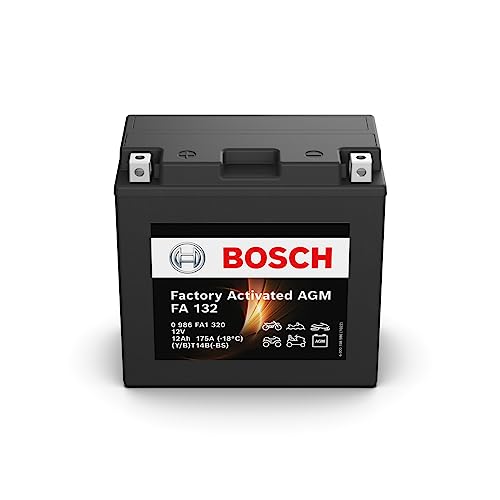 Bosch FA132 - Batería para Motocicletas AGM - 12V 175A 12Ah - Adecuada para motocicletas, motos de enduro, scooters, quads, motos de agua - Compatible M6020, BT14B-BS, BT14B