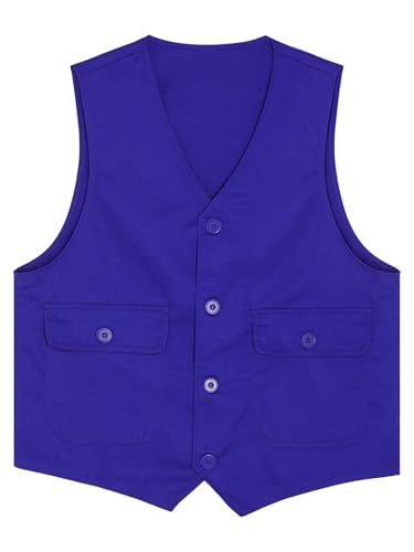 YiZYiF Kid Unisex Button Down Side Pockets Vest V Neck Volunteer Activity Waistcoat Irregular Hem Activities Uniform4