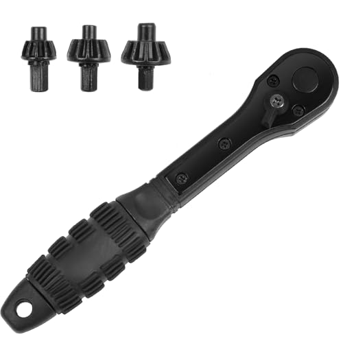 3-in-1 Ratcheting Drill Chuck Key Wrench - Universal Drill Chuck Key Set | Compatible with Electric Drills, Impact Drills & Bench Drills | Quick-Release Chuck Tool for Fast Installation & Removal