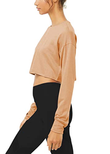 Bestisun Long Sleeve Crop Top Cropped Sweatshirt for Women with Thumb Hole3