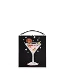 JW PEI Women's Taya Wine Glass Puppy Pattern Book Shape Clutch Bag - Black
