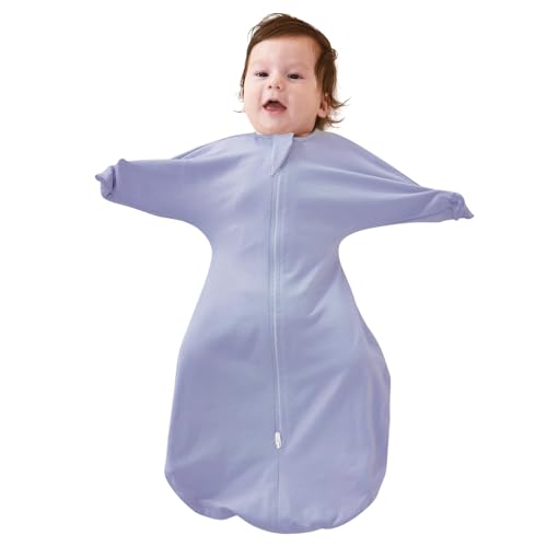Image of ZIGJOY Swaddle Sleep Sack 6-12 Months, 1.0 Tog Cotton Baby Swaddle Blanket | 100% Cotton - Soft & Breathable & Non-shrink, 2-way Zipper for Easy Diaper Changes, Long Sleeves Allow Self-soothing