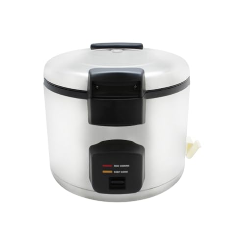 TrueCraftware- 33 Cup Electric Rice Cooker and Warmer with Stainless Steel Body & Hinged Stainless Steel Lid Warmer Plastic White Rice Spoon - Makes Soups Stews Grains Hot Cereals Commercial Rice Cooker Warmer