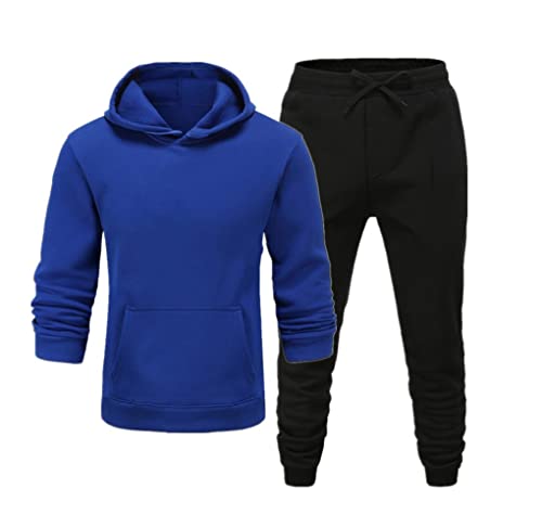 Sweat à capuche costume homme et femme Kiioouu automne ensemble sport bleu XL