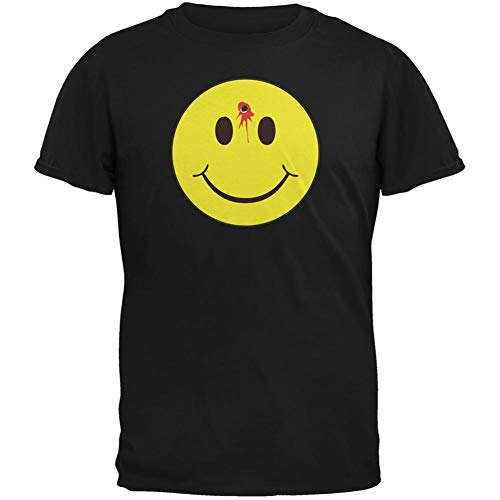 Old Glory Smiley Face Bullet Hole Black Adult T-Shirt - Large