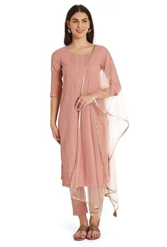 Women's Silk Blend Chikankari Embroidery Kurta set with Dupatta - Main Image