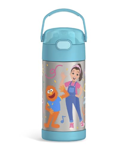Image of THERMOS FUNTAINER Water Bottle with Straw - 12 Ounce - Kids Stainless Steel Vacuum Insulated Water Bottle with Lid, Ms. Rachel