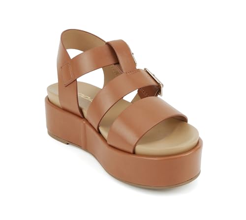 Image of Soda inchSTELLAR inch ~ Women Flatform Multi Strap Double Buckle Open Toe Ankle Strap Platform Wedge Sandals