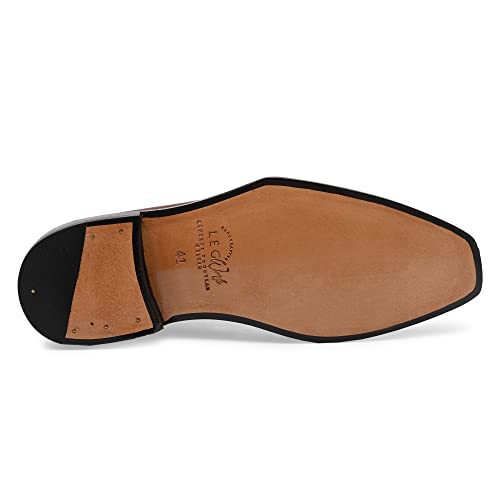 Image of Legwork Men's Leather Edge Oxford Diamond Shaped Italian Leather Dress Shoes Reverse Goodyear Welted Shoes for Men and Boys