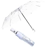NILSTOREY Clear Umbrella, Women's Clear Bubble Umbrella, Automatic Open and Close Transparent Travel Dome Umbrella for Women Girls Kids Rainy Windy Weather (White)