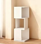 Ufurniture Rotating Bookshelf, 3-Tier Wooden Bookcase, Corner Standing Display Shelf Organizer, CD Storage Rack for Small Space Living Room Office Kids Furniture, White