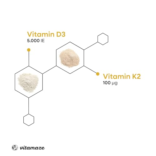 Vitamin D3 K2 5000 IE mit Vitamin K2 MK7 All Trans Form, 2+ Jahre Vorrat, 180 Tabletten Vitamin D ohne unnötige Zusatzstoffe, in Deutschland hergestellt 3