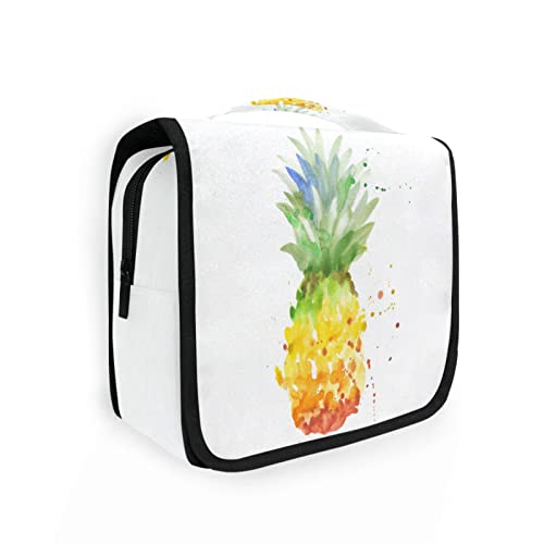 Neceser colgante de piña abstracta de acuarela para mujeres y hombres, bolsa de maquillaje portátil, organizador de cosméticos, bolsa de cosméticos para bolso, impermeable, artículos esenciales de
