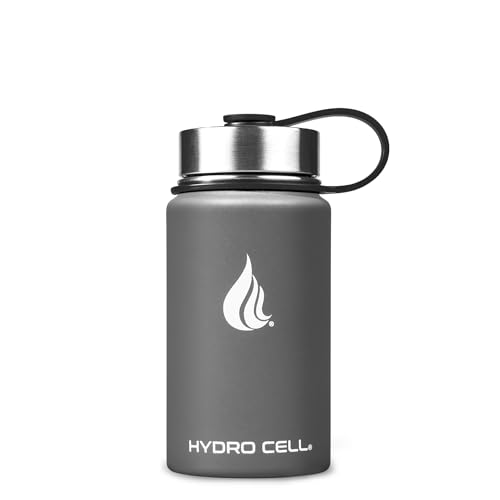 Image of HYDRO CELL Stainless Steel Insulated Water Bottle with Straw - For Cold & Hot Drinks - Metal Vacuum Flask with Screw Cap and Modern Leakproof Sport Thermos for Adults (Graphite 14oz)