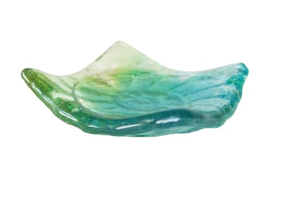 Ammonite Glass Dish 10cm(4") in Lime Green/Turquoise/Blue - Handmade by Matt Adkins in Dorset, UK