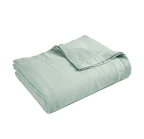 Lane Linen King Size Blanket For Bed – Durable Soft Cooling Cozy Lightweight 100% Sustainably Sourced Pure Tencel & Cotton Flannel Blankets For All Seasons – 3-Layer Blanket - 104” X 90” – Cool Blue #TOP1