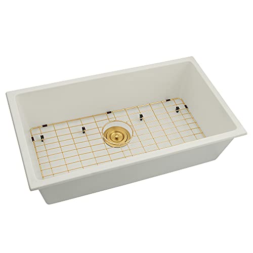 Lonsince Undermount Kitchen Sink White,31 X 18 Inch Single Bowl Kitchen Sink,White Undermount Sink,Granite Composite Kitchen Sink,Moonlight White #TOP1