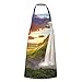 LINGF Islanda Cascata Fiume Campo Tramonto Grembiule, Cucina Grembiuli Da Cucina Bavaglino Impermeabile Grembiule Da Cucina Con 2 Tasche Lunghe Cravatte