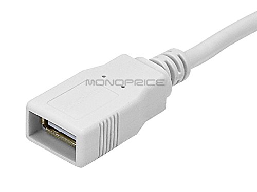 Monoprice 15-Feet USB 2.0 A Male to A Female Extension 28/24AWG Cable (Gold Plated), White (108608)