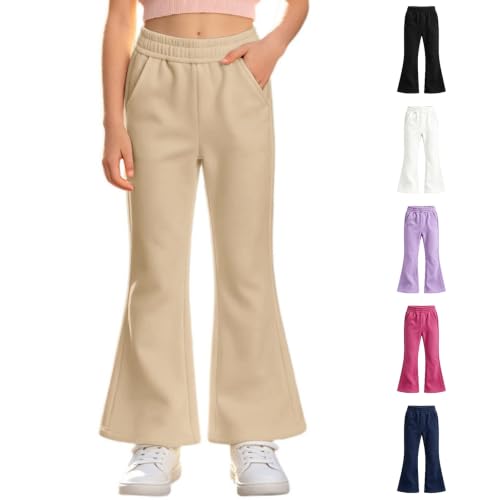 Girls Fleece Sweatpants Flared Uniform Pants Elastic Waisted Sweat Pants - image 1