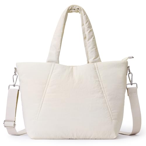Image of KALIDI Quilted Carryall Tote Bag, Large Puffer Crossbody Women Handbags Shoulder Soft Fluffy Lightweight Travel