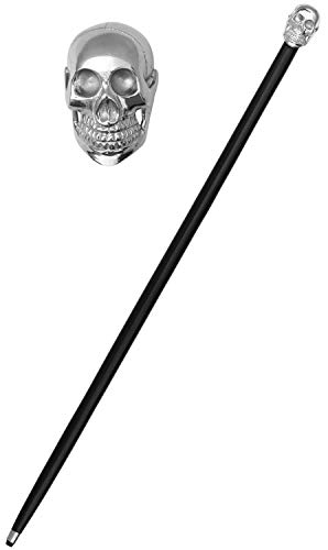 (Skull Walking Cane) - Special SALE - 90cm Walking Stick Silver-Tone Brass Plated Handle & Wood Walking Stick - Decorative Walking Cane for Men & Women