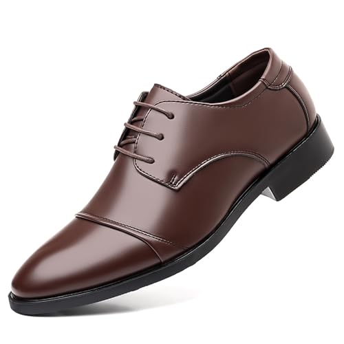Men's Vintage Cap Toe Dress Shoes Classic Formal Oxford Soft Leather Shoes Business Derby for Men