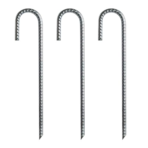 3 estacas de acero galvanizado para trampolines en forma de L, para camping, tienda de campaña, paisaje, jardín, estacas