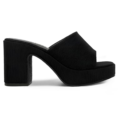 Women's Square Toe Heels Chunky Comfort High Heeled Sandals Slip on Mules Block Platform Heels Casual Dress Shoes2