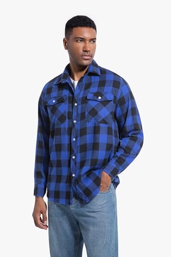 JupiterSecret Mens Flannel Plaid Shirts Long Sleeve Button Down Casual Shirt Regular Fit with Pockets2