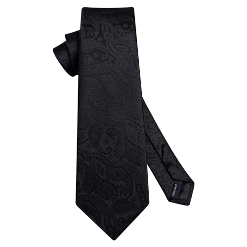Image of HISDERN Ties for Men Paisley Floral Tie Handkerchief Classic Woven Business Formal Necktie and Pocket Square Set Wedding