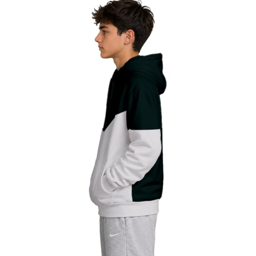 Image of Viitor Boys Hooded Neck Sweatshirt | Soft Cotton Fleece Blend Full Sleeve Zipper Hoodie for Kids & Teens Dark Green