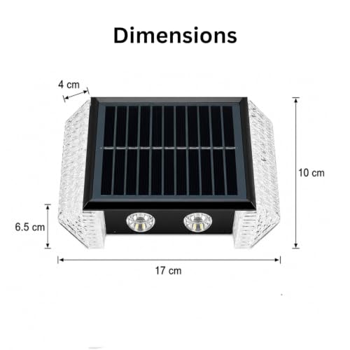 Image of XERGY 4W Solar Powered Modern Outdoor Wall Light | Auto ON /Off Dusk to Dawn | 1200mAh Battery | 2 Warm White Up & Down Lighting Mode | Waterproof Exterior Light for Garden, Gate, Balcony Decor