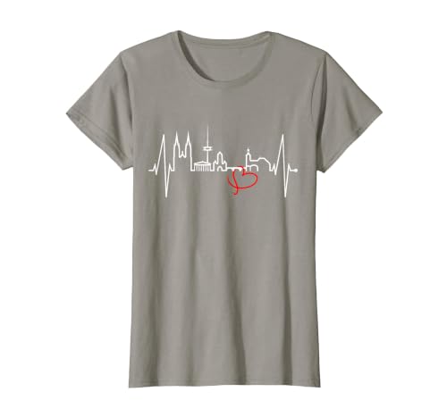Regensburg Skyline Heartbeat German Heart I Love Regensburg T-Shirt, Women, Slate Grey, Large