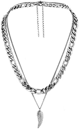 Sandistore125 Necklace with Crystal Pendant Chain Wing Pendant Necklace Street Style round Necklaces for Women