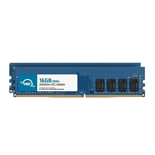OWC 32GB (2x16GB) DDR4 2666MHz PC4-21300 CL19 2RX8 ECC Unbuffered UDIMM 1.2V 288-pin Workstation Server Memory RAM