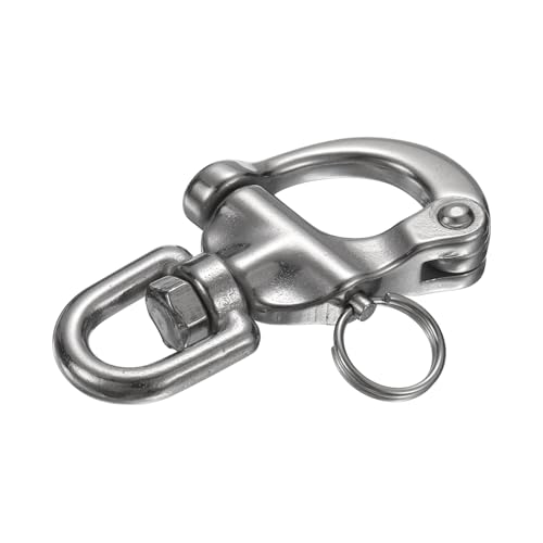 PATIKIL 2.8 Inch Quick Release Shackle, 316 Stainless Steel Swivel Bail Snap Shackle Boat Sail Connector for Outdoor Camping Nautical Ships Industrial Hoisting Pet Chains, Silver