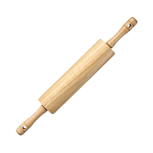 KARRYOUNG Rubber Wood Rolling Pin for Baking, Kitchen Dough Roller With Handles, Rodillo Para Masa, Rolling Pin for Dough, Pizza,Bread, Fondant & Tortilla