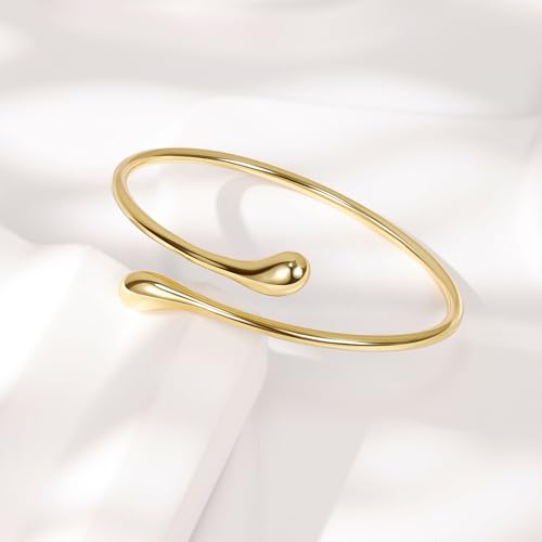 REVOLIA Teardrop Cuff Bracelet for Women Gold Open Cuff Bangle Bracelet Adjustable Minimalist Thin Bangle Wrist Cuff Bracelet Jewelry2