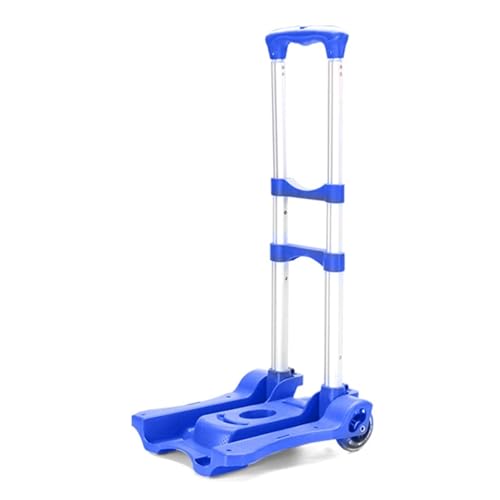 Lightweight Folding Hand Truck - Portable Telescopic Dolly Cart for Travel Shopping & Moving - Compact Blue Trolley for Easy Luggage Transport & Storage