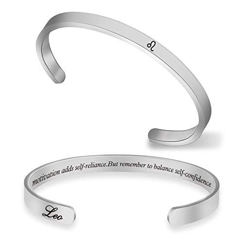 zodiac bracelet zodiac sign cuff bracelet 12 constellation bracelets jewelry horoscope birthday gift jewelry CZ Star Sign Jewelry Gift Christmas Day Gift zodiac charm bracelet (Leo)