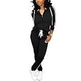 TOPSRANI Womens Two Piece Outfits Casual Sweatsuits Solid Tracksuit Jogging Sweat Suits Matching Jog
