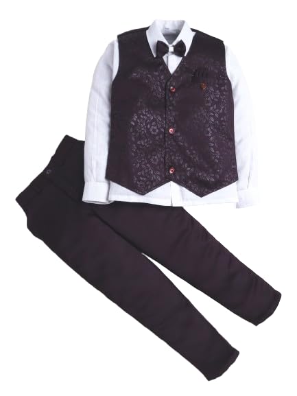Full Sleeves Shirt With Solid Waistcoat Trousers And Bow-image-46