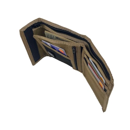 Image of Nylon Billfold Wallet with Zippered Coin Pocket (Black /Coyote Brown)